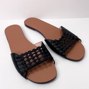 AD & Daughters Slip On Sandals Leather Black Brown Size 8